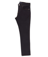 Dark wash slim jean with contrast stitching